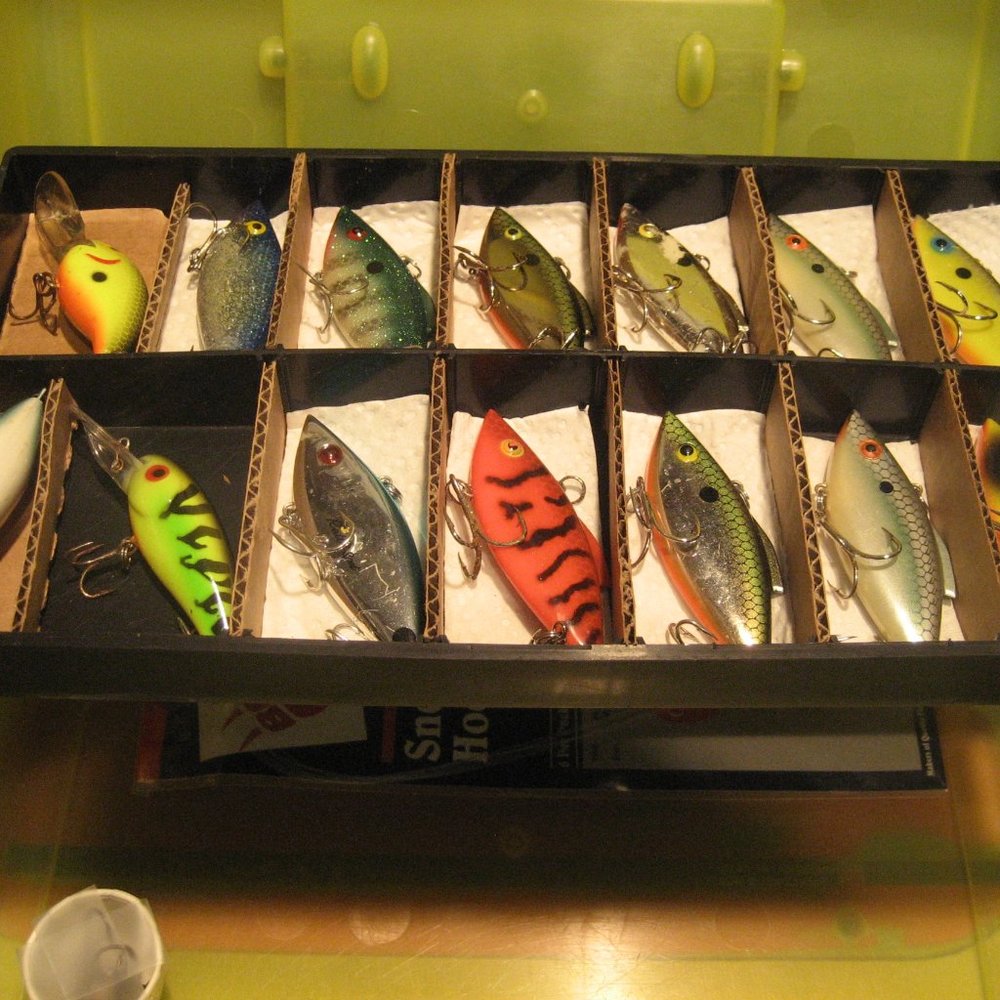 23 Various Fishing Lures w/Tackle Box